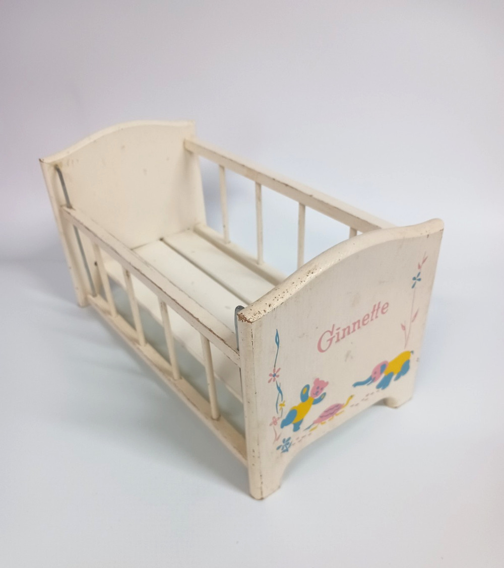 Vintage 1950s Vogue Ginnette Baby Doll Wooden Bed Crib Furniture